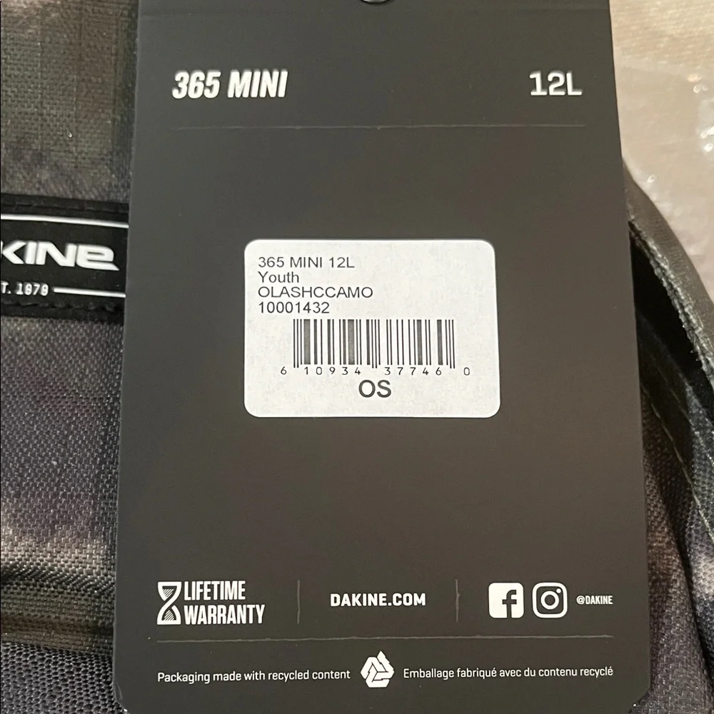 Dakine 365 Mini Backpack, 12 Liter Olive Ashcroft Camo/NWT